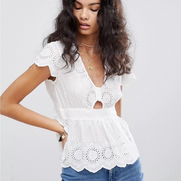 Free People NWT Truly Yours Eyelet Lace Top XS - Picture 3 of 7